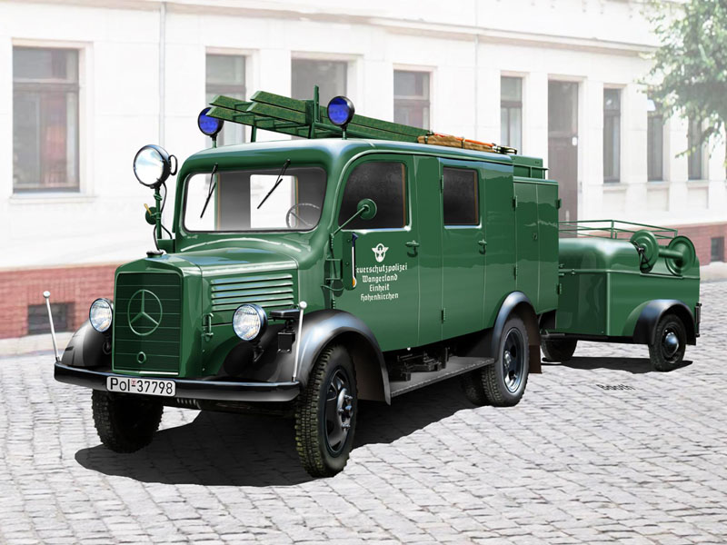 Сборная модель ICM 35526 L1500S LLG Германский лёгкий пожарный автомобиль, 1/35