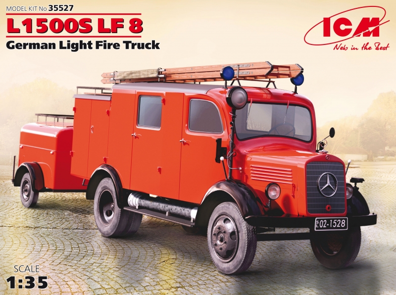 Сборная модель ICM 35528 L1500S LF 8 германский лёгкий пожарный автомобиль, 1/35