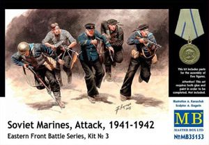 Сборная модель Master Box 35153 Советские морские пехотинцы, «Атака», 1941-1942 гг. из серии «Бои на Восточном фронте», 1/35