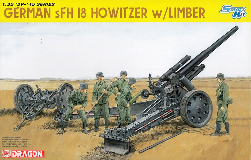 Сборная модель Dragon 6392 Пушка немецкая с расчетом SFH18 HOWITZER w/LIMBER, 1/35