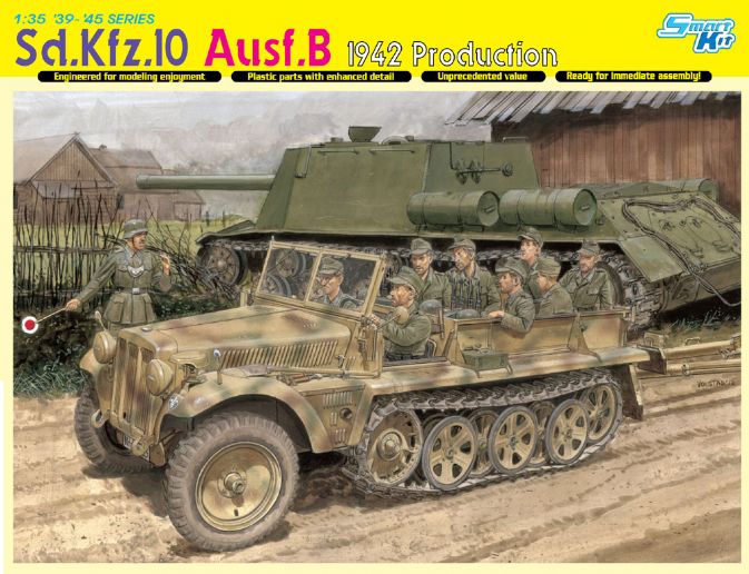 Сборная модель Dragon 6731 Sd.Kfz.10 Ausf.B немецкий полугусеничный тягач, производство 1942 года, 1/35