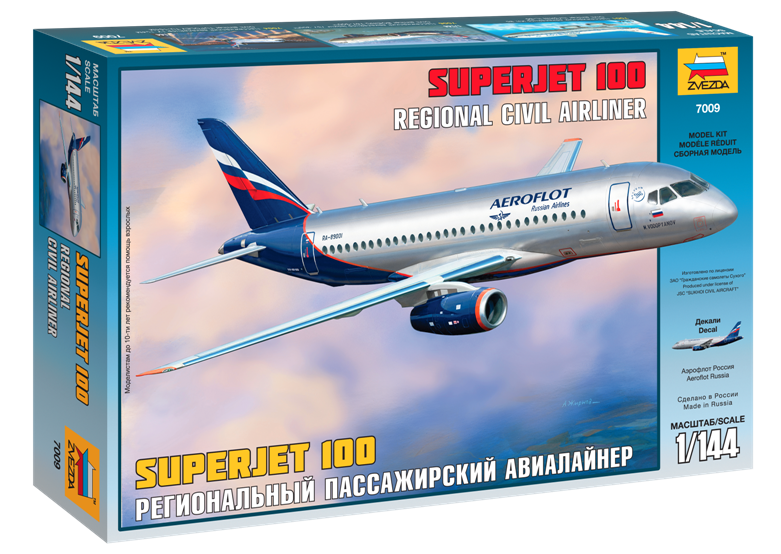 Сборная модель "Звезда 7009 Региональный пассажирский авиалайнер Superjet 100, 1/144"